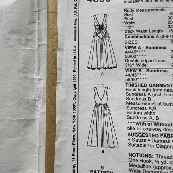 McCALL'S Sewing Pattern Dress Sleeveless Cottagecore Bodice Drop Waist 8 10 12 - Picture 4 of 4